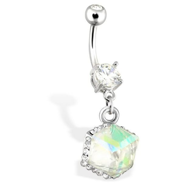 1.6mm 14 GA - Sold Individually Crystal Star Prism Belly Button Ring 1.6mm 14 GA - Sold Individually Crystal Star Prism Belly Button Ring